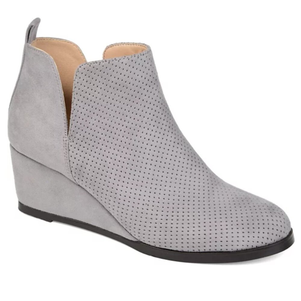 Journee Collection Women's Mylee Pull On Wedge Booties Grey Size 10